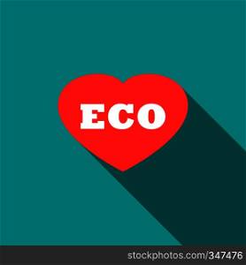 Eco friendly concept with heart icon in flat style with long shadow. Eco friendly concept with heart icon, flat style