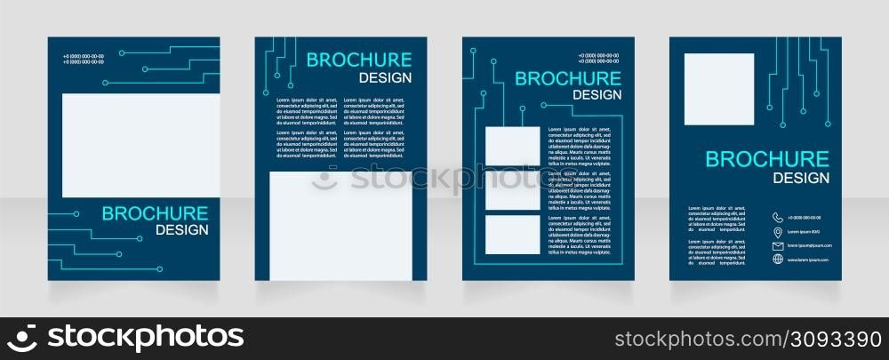 Eco friendly digital network building blank brochure design. Template set with copy space for text. Premade corporate reports collection. Editable 4 paper pages. Arial, Myriad Pro fonts used. Eco friendly digital network building blank brochure design