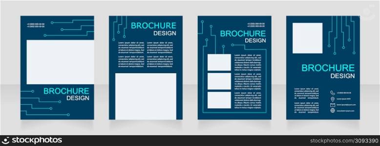 Eco friendly digital network building blank brochure design. Template set with copy space for text. Premade corporate reports collection. Editable 4 paper pages. Arial, Myriad Pro fonts used. Eco friendly digital network building blank brochure design