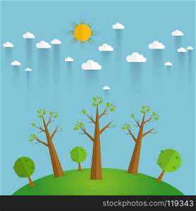 eco friendly.ecology concept with tree background. Vector illustration.