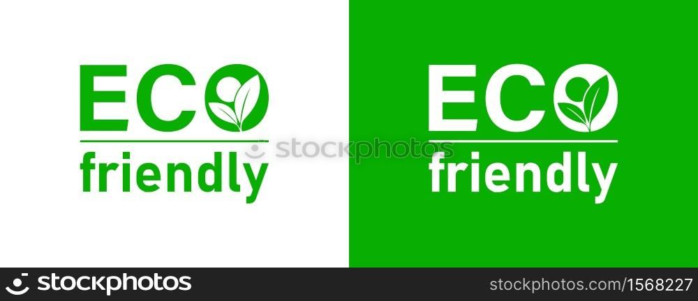 ECO friendly logo. Organic green icon in flat style. Nature, ecology vector illustration for web design.