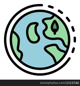 Eco friendly planet icon. Outline eco friendly planet vector icon color flat isolated. Eco friendly planet icon color outline vector
