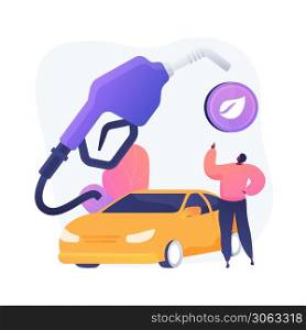 Eco friendly transport, healthy fuel, decaying combustible. Vehicle without harmful substances emission. Environmentally friendly petrol station. Vector isolated concept metaphor illustration.. Eco friendly transport, healthy fuel, decaying combustible vector concept metaphor.