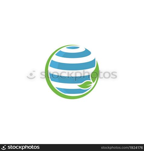 eco globe logo vector icon simple illustration design