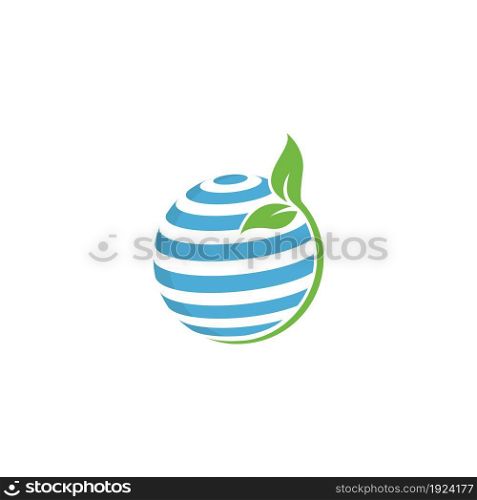 eco globe logo vector icon simple illustration design