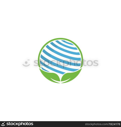 eco globe logo vector icon simple illustration design