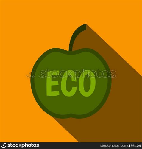 ECO green apple icon. Flat illustration of ECO green apple vector icon for web on yellow background. ECO green apple icon, flat style