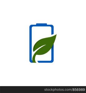 Eco green Battery logo vector icon illustration in flat design