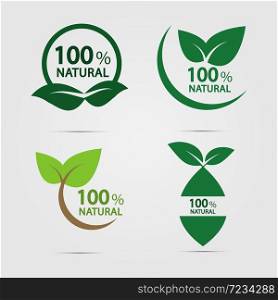 eco green energy concept,100 percent natural label.Vector illustration.
