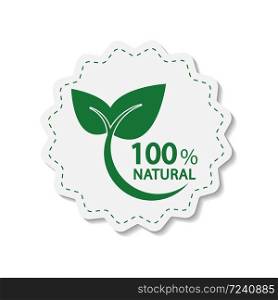eco green energy concept,100 percent natural label. Vector illustration.