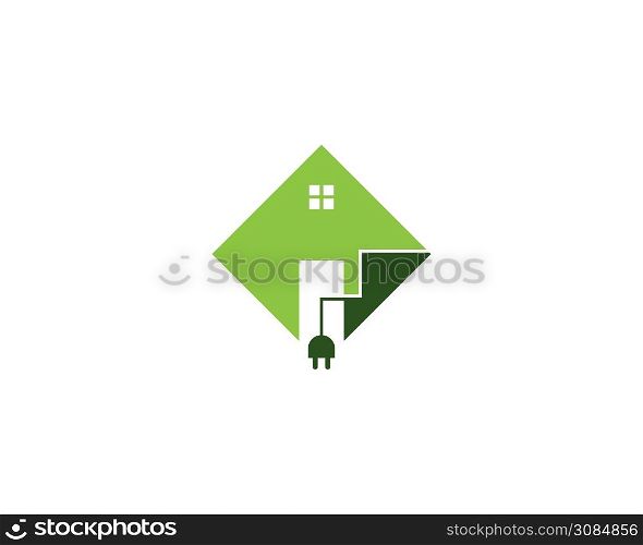 Eco green energy icon logo vector template illustration