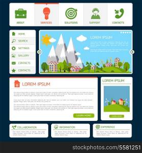 Eco green energy nature web site design template with navigation buttons vector illustration
