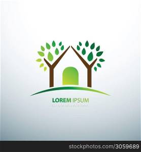 Eco green house concept signs and icons , vector illustration