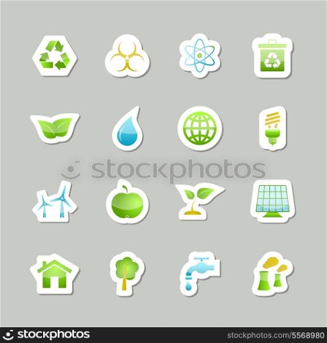 Eco green icons set for user interface design isolated vector illustration