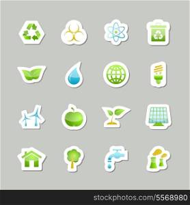 Eco green icons set for user interface design isolated vector illustration