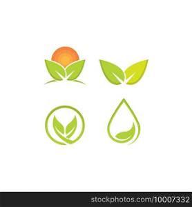 eco green leaf logo vector icon illustration design 
