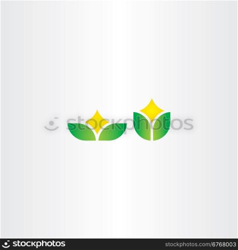 eco green natural leaf with star flower symbol