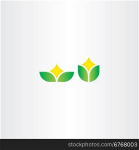 eco green natural leaf with star flower symbol