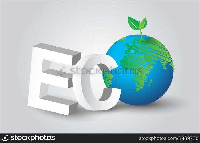 Eco green tree Earth concept idea,isometric,Drawing lines.vector design