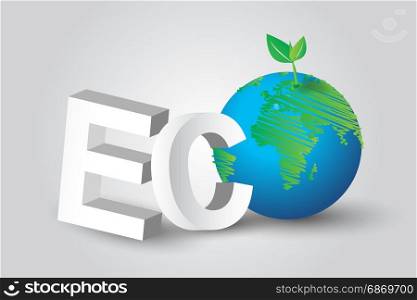 Eco green tree Earth concept idea,isometric,Drawing lines.vector design