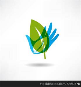 Eco hand and a piece of abstraction icon