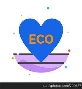 Eco, Heart, Love, Environment Abstract Flat Color Icon Template