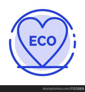 Eco, Heart, Love, Environment Blue Dotted Line Line Icon