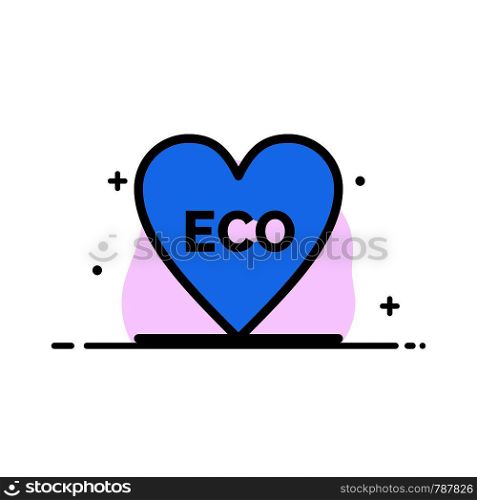Eco, Heart, Love, Environment Business Flat Line Filled Icon Vector Banner Template