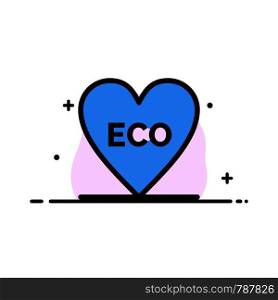Eco, Heart, Love, Environment Business Flat Line Filled Icon Vector Banner Template