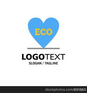 Eco, Heart, Love, Environment Business Logo Template. Flat Color