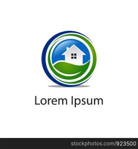 Eco home concept. Green home vector icon, real estate, property logo design.