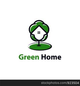 Eco home concept. Green home vector icon, real estate, property logo design.