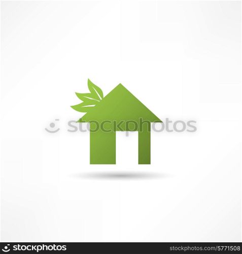 Eco house concept green leaf icon