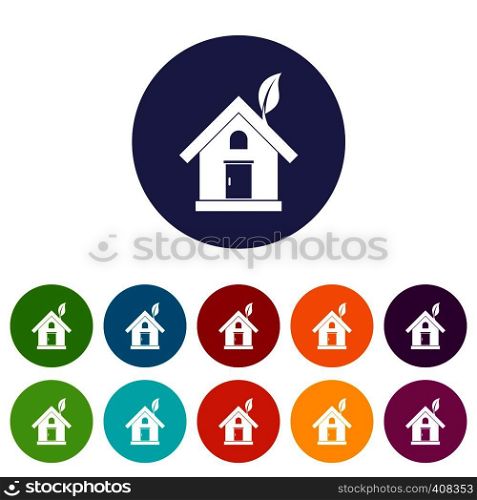 Eco house concept in simple style isolated on white background vector illustration. Eco house concept set icons