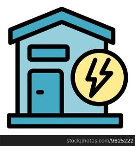 Eco house energy icon outline vector. Power plant. Bio panel color flat. Eco house energy icon vector flat