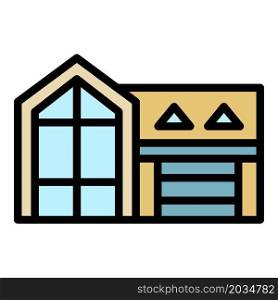 Eco house icon. Outline eco house vector icon color flat isolated. Eco house icon color outline vector