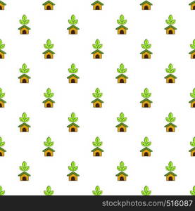 ECO house pattern seamless repeat in cartoon style vector illustration. ECO house pattern