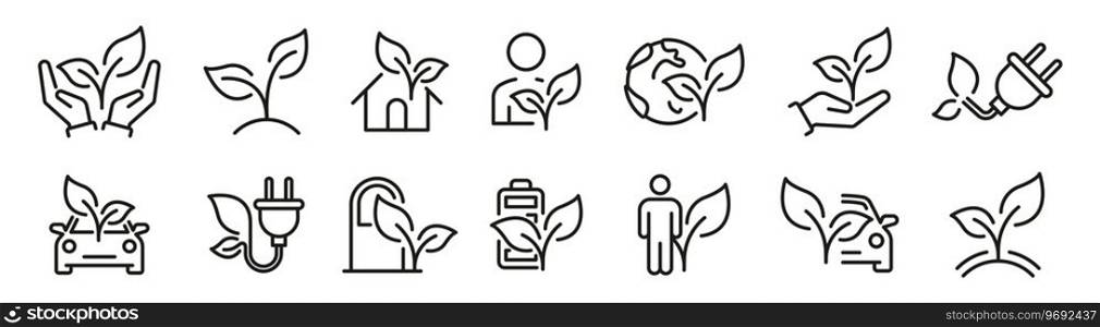 Eco icons. Ecology icons set. Nature icon. Line ECO icons.
