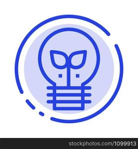 Eco, Idea, Lamp, Light Blue Dotted Line Line Icon