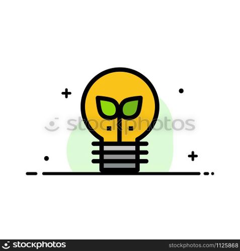 Eco, Idea, Lamp, Light Business Flat Line Filled Icon Vector Banner Template
