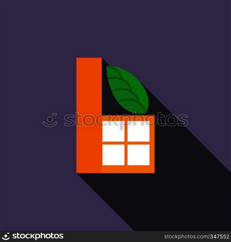 Eco industrial factory icon in flat style with long shadow. Eco industrial factory icon, flat style