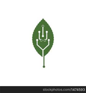 eco leaf circuit tech vector icon design