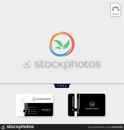 eco leaf creative logo template vector illustration, get free business card design template