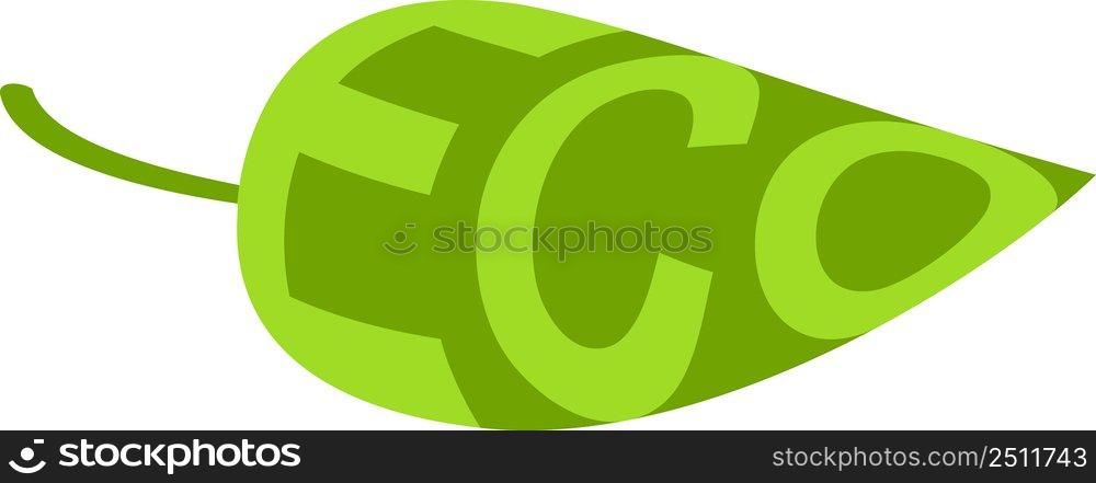 Eco leaf icon with text sign ecofriendly products, eco green leaf