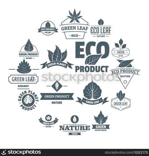 Eco leaf logo icons set. Simple illustration of 16 eco leaf logo vector icons for web. Eco leaf logo icons set, simple style