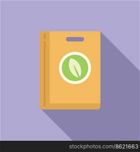 Eco leaf pack icon flat vector. Bag package. Ecology pack. Eco leaf pack icon flat vector. Bag package
