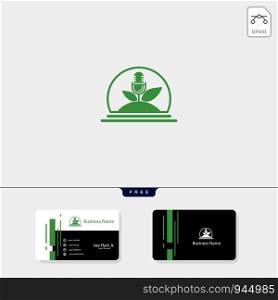 eco leaf podcast creative logo template vector illustration, get free business card design template