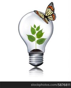 Eco light bulb with a butterfly. Vector.