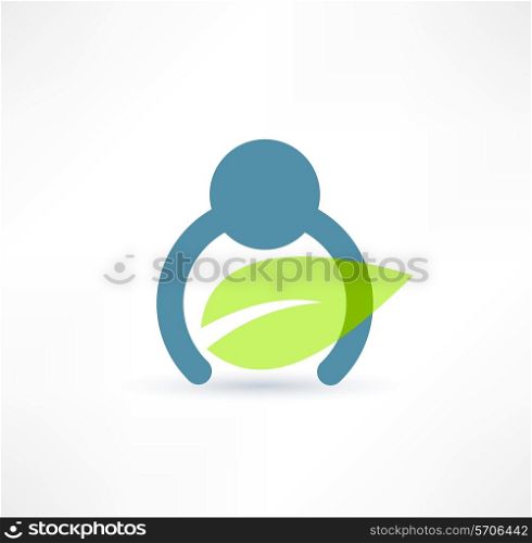 Eco man icon. Logo design.