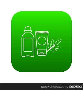 Eco natural cream icon green vector isolated on white background. Eco natural cream icon green vector